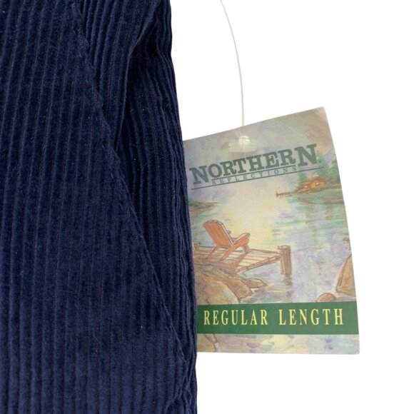 Northern Reflections Corduroy Pants Womens 16 Navy Blue Pleated High Rise NEW - Picture 5 of 7